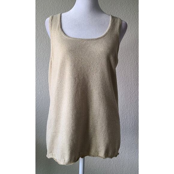 Chico's Women's Tank Top Shell Size 1 / Medium Gold Metallic Party Glitter - Picture 1 of 9
